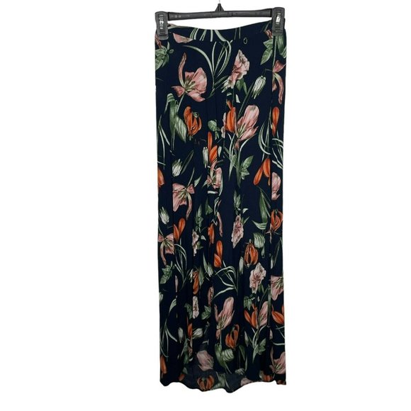 Lulus Navy Blue Floral Magdalena Faux Wrap Maxi Skirt - Picture 2 of 8